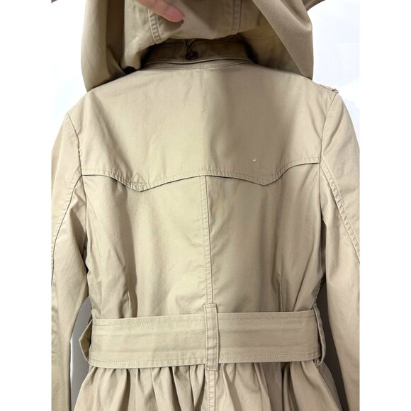 Polo Ralph Lauren Girls Trench Coat Khaki 8 Hood Epaulets Classic Belted Cotton - Picture 12 of 16